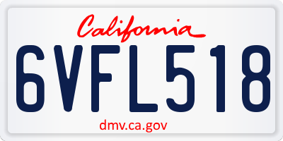 CA license plate 6VFL518