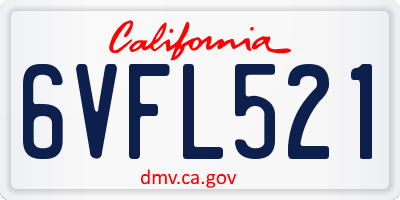 CA license plate 6VFL521