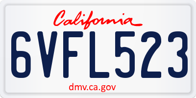 CA license plate 6VFL523