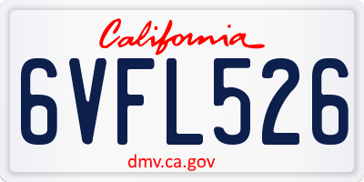 CA license plate 6VFL526