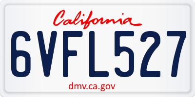 CA license plate 6VFL527