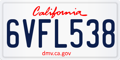 CA license plate 6VFL538