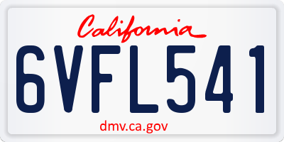 CA license plate 6VFL541
