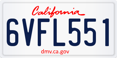 CA license plate 6VFL551