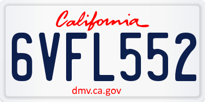 CA license plate 6VFL552