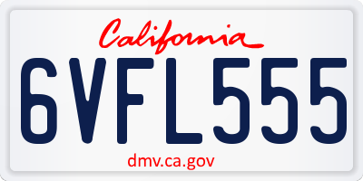 CA license plate 6VFL555
