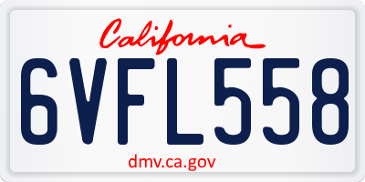 CA license plate 6VFL558