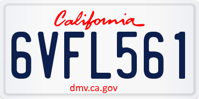 CA license plate 6VFL561
