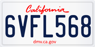 CA license plate 6VFL568