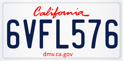 CA license plate 6VFL576