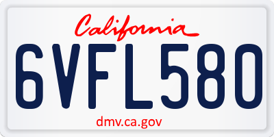CA license plate 6VFL580