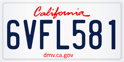 CA license plate 6VFL581