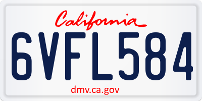 CA license plate 6VFL584