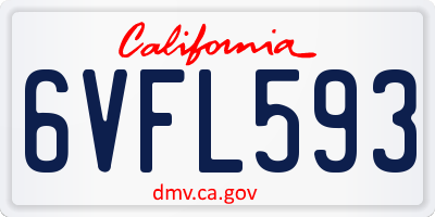 CA license plate 6VFL593