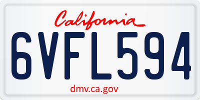 CA license plate 6VFL594