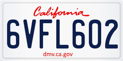 CA license plate 6VFL602
