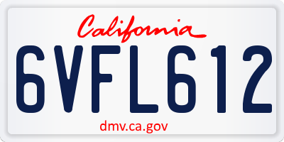 CA license plate 6VFL612