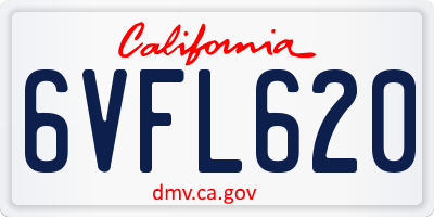 CA license plate 6VFL620