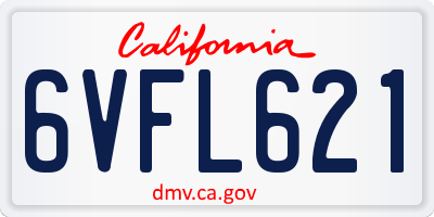 CA license plate 6VFL621