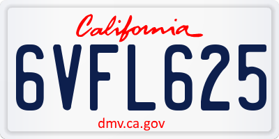 CA license plate 6VFL625