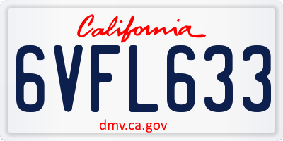 CA license plate 6VFL633