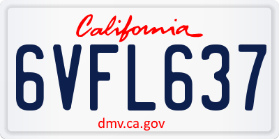 CA license plate 6VFL637