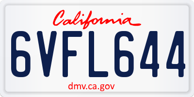 CA license plate 6VFL644