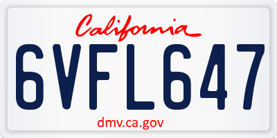 CA license plate 6VFL647