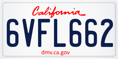 CA license plate 6VFL662