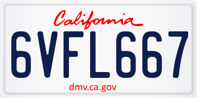 CA license plate 6VFL667
