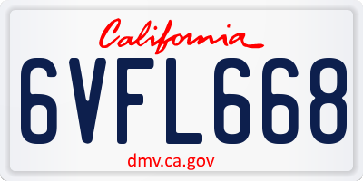 CA license plate 6VFL668