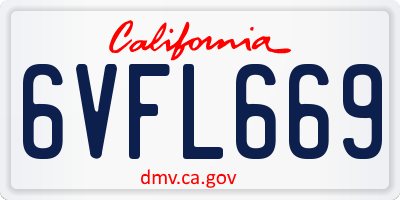 CA license plate 6VFL669