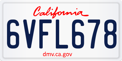 CA license plate 6VFL678