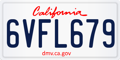 CA license plate 6VFL679