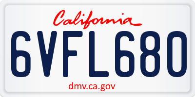 CA license plate 6VFL680