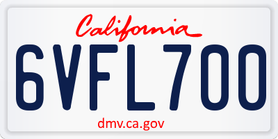 CA license plate 6VFL700