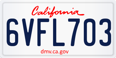CA license plate 6VFL703