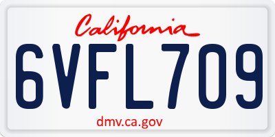 CA license plate 6VFL709
