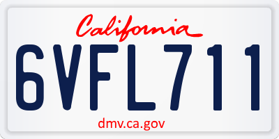 CA license plate 6VFL711