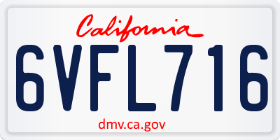 CA license plate 6VFL716
