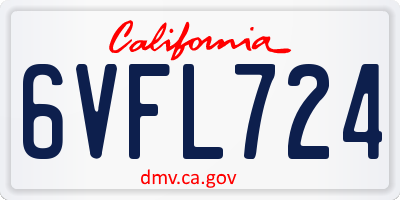 CA license plate 6VFL724