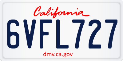 CA license plate 6VFL727