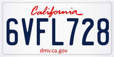 CA license plate 6VFL728