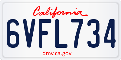 CA license plate 6VFL734