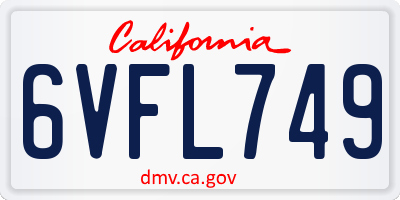 CA license plate 6VFL749