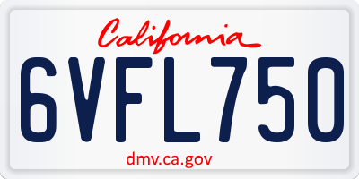 CA license plate 6VFL750