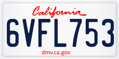 CA license plate 6VFL753