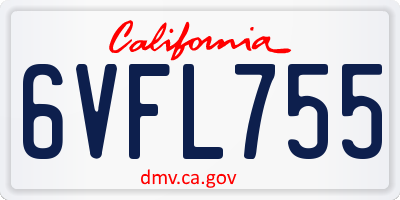CA license plate 6VFL755