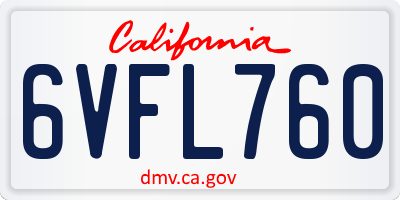 CA license plate 6VFL760
