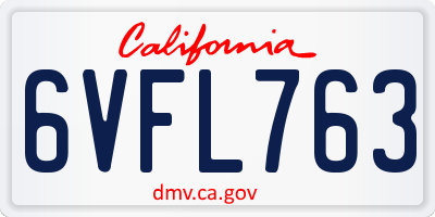 CA license plate 6VFL763